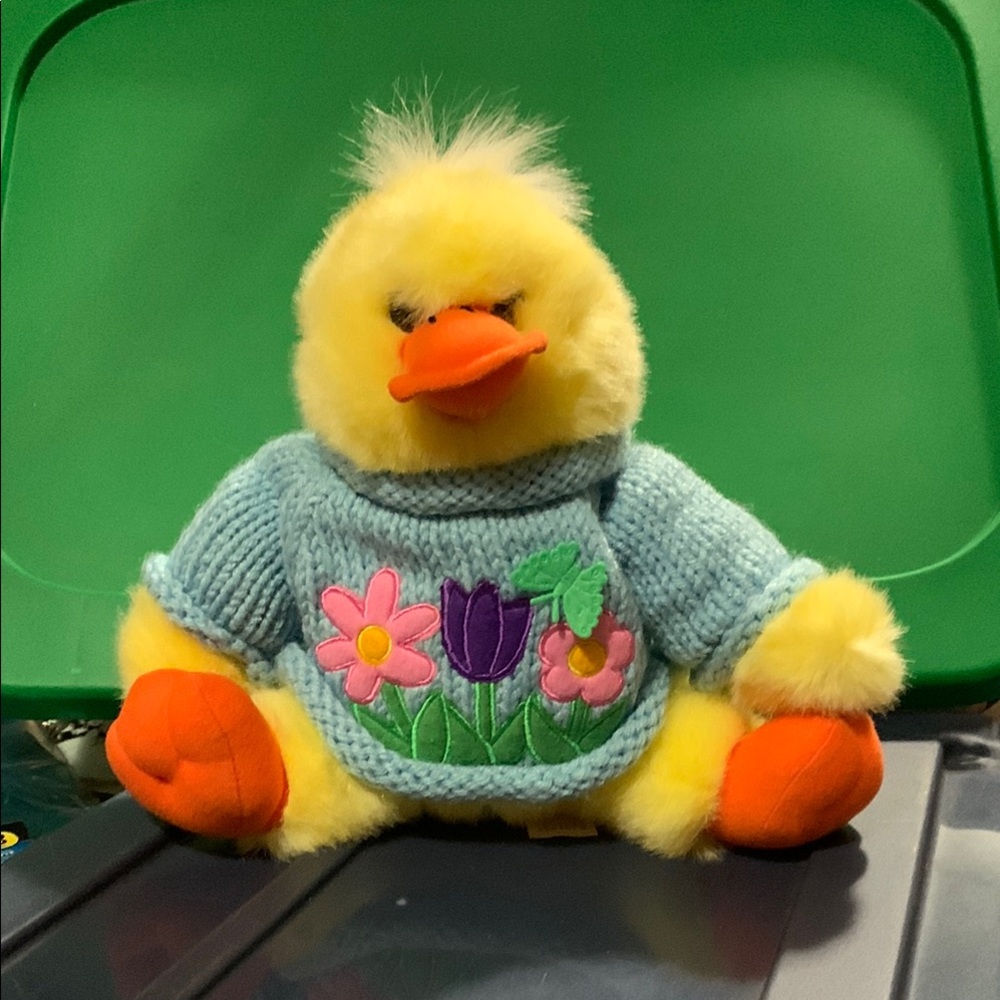 DAN DEE- -COLLECTOR’S CHOICE-Plush Duck Toy with Floral Sweater